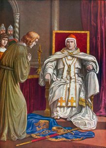 Sacro Imperador Romano Henrique IV fazendo penitência para reverter sua excomunhão pelo papa Gregório VII de Tancredi Scarpelli