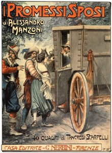 Ilustração para a capa Os Amantes, de Alessandro Manzoni (1785-1873), c.1930 (gravura) de Tancredi Scarpelli