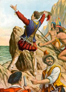 Vasco Nunez di Balboa vê o Oceano Pacífico de Tancredi Scarpelli
