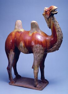 Camelo, dinastia Tang (cerâmica vitrificada policromada)