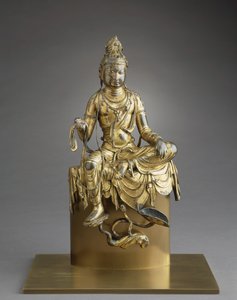 Bodhisattva Avalokitesvara sentado, século VIII (bronze com douradura)