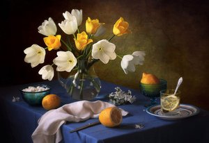 Natureza morta com tulipas frescas de Tatyana Skorokhod