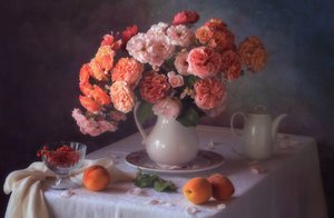 Pêssegos e rosas de jardim de Tatyana Skorokhod