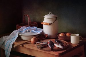 Natureza morta numa cozinha rústica de Tatyana Skorokhod