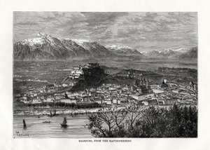 Salsburg, do Kapuzinerberg, Áustria, século XIX de Taylor