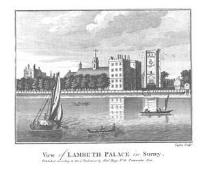 Vista do Palácio de Lambeth em Surrey., Final do século XVIII de Taylor
