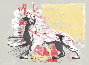 Hero Lion, 2014 (Colagem sobre tela) de Teis Albers