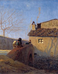Piagentina. A ponte sobre o rio Affrico, c.1861-62 (óleo sobre tela) de Telemaco Signorini