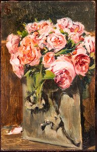 vaso com rosas de Telemaco Signorini