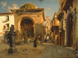 O Sedil Dominova Loggia em Sorrento, de Teodoro Duclere, óleo sobre tela
