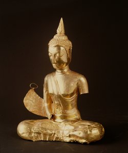 Buda sentado em meditação (braços faltando) (ouro)