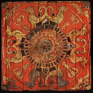Painel de teto de um templo tailandês Lu no norte da Tailândia de Thai School