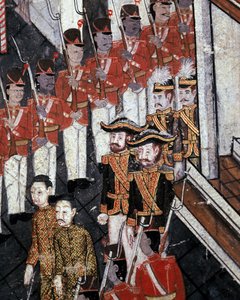 Embaixadores estrangeiros chegando em Bangkok (pintura de parede) de Thai School