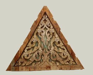 Gable de um templo tailandês tarde Ayutthaya período (1351-1767) (madeira)