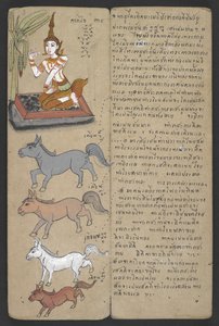 Ou 16455 f.3r, Animais do Zodíaco, de Phrommachat (pergaminho) de Thai School