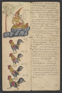 Ou 16455 f.9r, Animais do Zodíaco, de Phrommachat (pergaminho) de Thai School