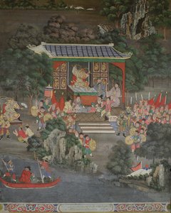 Cena com influência chinesa, Sala Geng, Wat Bowonniwet Vihara, Banguecoque de Thai School