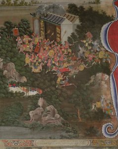 Cena com influência chinesa, Sala Geng, Wat Bowonniwet Vihara, Banguecoque de Thai School
