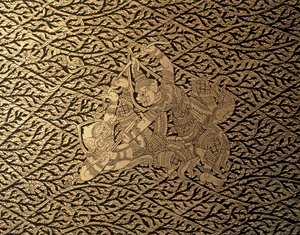 ARTE TAI: Um episódio do "Ramayana" com decoração de Kra Nak. Estojo para livros, Banguecoque St... de Thai School