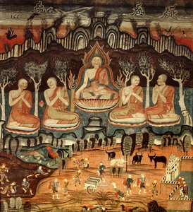 O Primeiro Sermão e Khattana Kuman Jataka, 1867 de Thai School