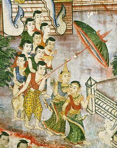 Wiharn Laikarn, episódio de Jataka Sang Thong (fresco) de Thai School