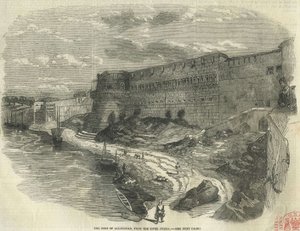O Forte de Allahabad, a partir do rio Jumna. de The Illustrated London News