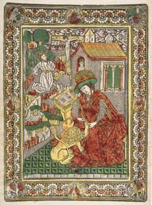 São Jerônimo em penitência e como erudito removendo um espinho de uma pata de leão Sch...., ca. 1470-85. de The Master of the Mountainlike Clouds