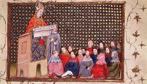Harl 1319 f.12 Arcebispo Arundel pregando na causa de Henry, da 