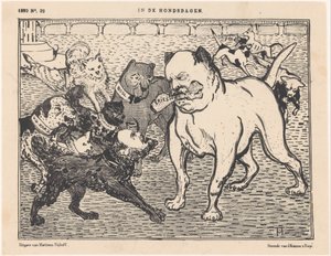 Cartum sobre a lei eleitoral de Johannes Tak van Poortvliet Nos Dias de Cão (título no objeto)
