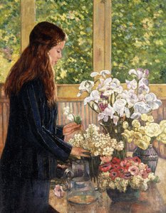 Moça com vasos de flores, de Théo van Rysselberghe