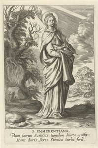 Heilige Emerenciana de Roma St. Emmerantiana (título no objeto) Feminino heiligen (título da série) Mirror Illuminated Virgin (título da série) de Theodoor Galle