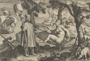 New Inventions of Modern Times [Nova Reperta], The Discovery of America, plate 1, ca. ..., ca. 1600.