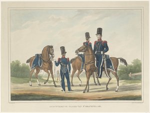 Fuzileiros a cavalo em Haia, 1830 Rifle a Cavalo de Haia (título no objeto) de Theodoor Soeterik