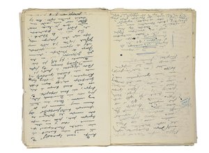 Rascunhos de manuscritos de autógrafos para artigos sobre a vida e a sociedade de Berlim, juntamente com um fragmento de um rascunho para um romance, c.1878-94 (caneta e tinta sobre papel) de Theodor Fontane