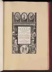 Página de rosto para L. Annaei Senecae Philosophorum Opera quae extant omnia de Ivisto Lipsius