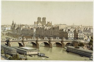Ile de la Cité e a Pont neuf em Paris de Theodor Josef Hubert Hoffbauer