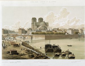 Notre Dame de Paris vista das margens do Sena em Paris de Theodor Josef Hubert Hoffbauer