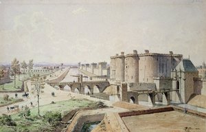 A Bastilha em 1420 (caneta e tinta no papel) de Theodor Josef Hubert Hoffbauer