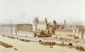 O Louvre e o Hôtel du Petit-Bourbon em 1622 durante o reinado de Luís XIII, 1885