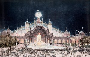 Exposição universal, vista do palácio do castelo da electricidade e da água, Paris (Imprimir de Theodor Josef Hubert Hoffbauer