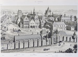 Vista do templo em 1450, ilustração de &39;Paris através dos tempos&39;, 1885 de Theodor Josef Hubert Hoffbauer