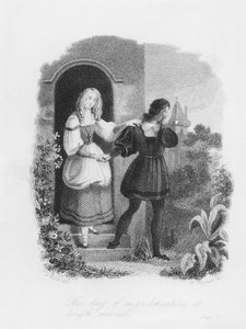 O dia da minha partida no comprimento chegou, frontispício de &39;Frankenstein&39; por Mary Shelley (1797-1851) gravado por William Chevalier (1804-66)