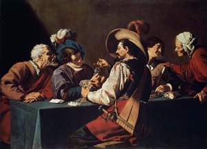 Jogadores de cartas, Por Theodor Rombouts (1597-1637), Óleo sobre tela. Flandres