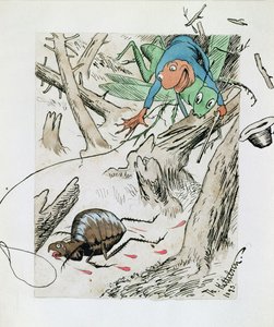 Caça às pulgas na floresta virgem de Theodor Kittelsen