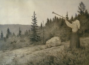 Sob a montanha soa um instrumento de sopro