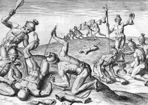 Cruauts dos índios Potanos de Theodor de Bry