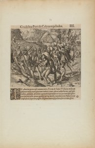 Crudelitas Petride Calyce Erga Indos. III. (do livro Americae, quarta parte) de Theodor de Bry