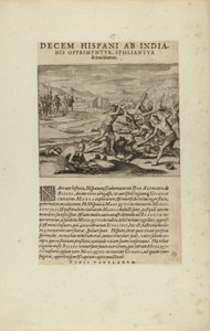 Decem Hispani ab India-/nis Opprimuntur, Spoliantur/and Trucidantur. (do livro Americae, partes sete e oito) de Theodor de Bry