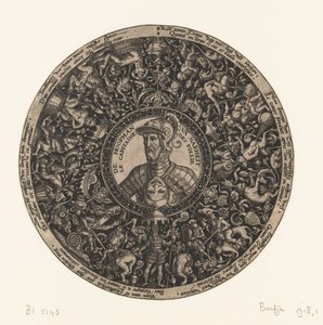 Medalhão com busto do Capitão da Loucura, Theodor de Bry, c. 1577 - c. 1578 de Theodor de Bry
