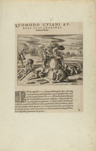 Quomodo Guiani Au-/reas Suas Imagines/Fundere Soleant. (do livro Americae, partes sete e oito) de Theodor de Bry